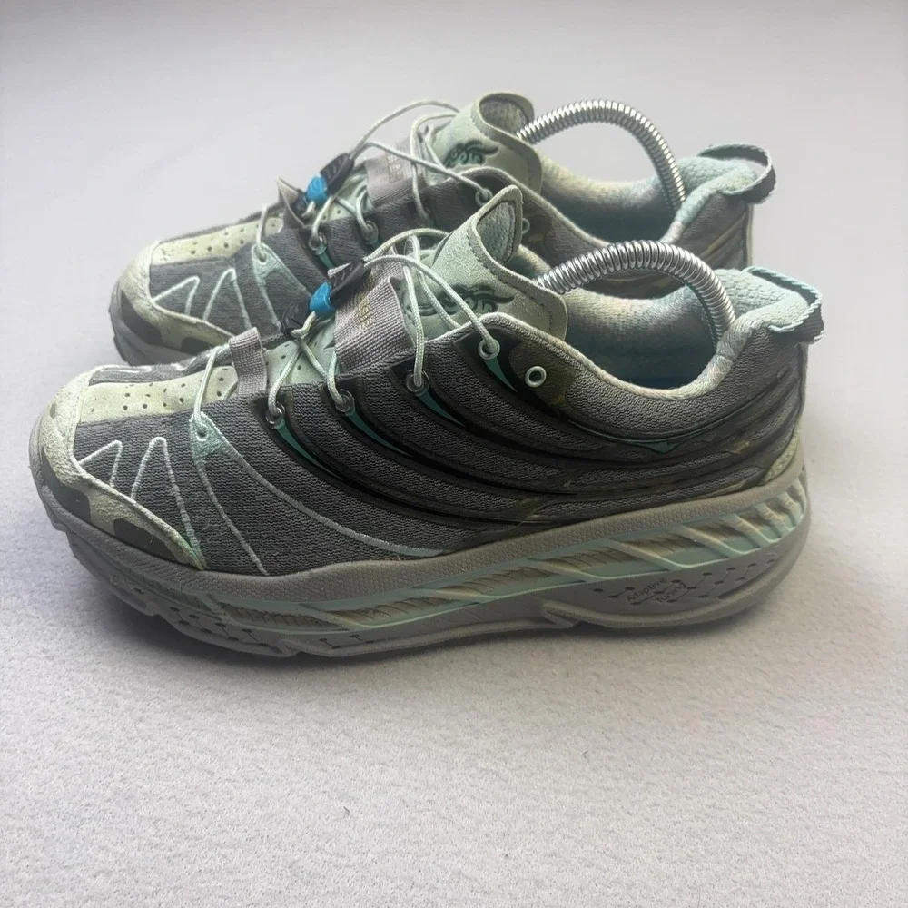 Hoka One One Stinson Trail Shoes Womens Size 9.5 Gray Mesh Running Sneakers